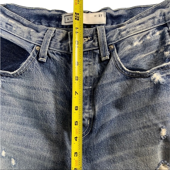 AYR The Styx Wolfpack Button-Fly Straight Leg High Rise Distressed Crop Jeans - Picture 12 of 12